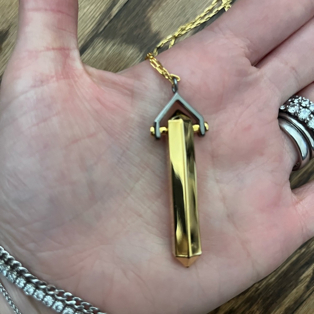 Gold Art Deco Crystal Pendant Necklace